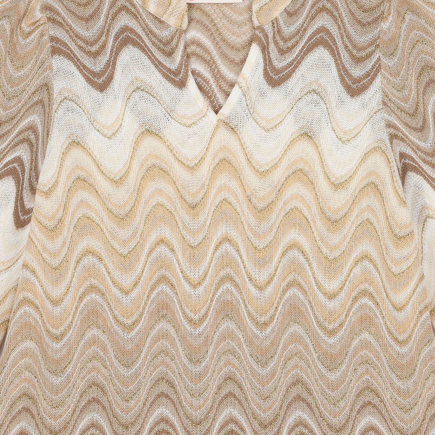 Girls Beige & Gold Striped Kaftan, 1, hi-res