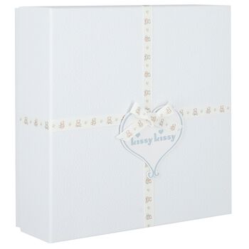 طقم هدايا ملابس أطفال بتصميم دب تيدي باللون الابيض 