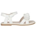 Girls White Logo Flower Sandals , 1, hi-res