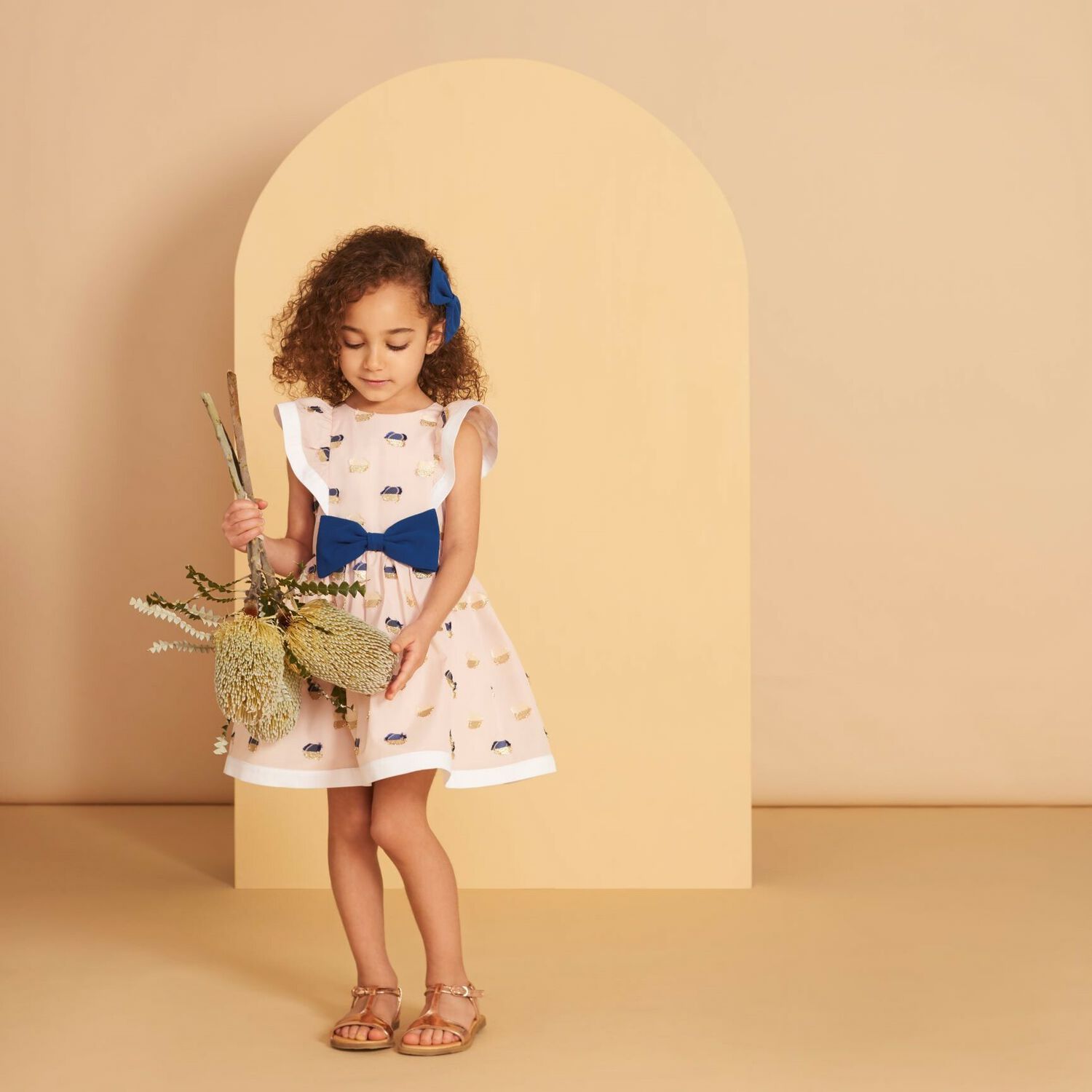 Girls Pink & Blue Jacquard Dress, 1, hi-res