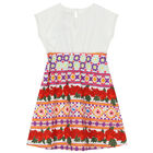 فستان بنات بطبعة الزهور باللون الأحمر والأبيض, 1, hi-res