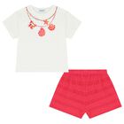 Girls White & Pink Shorts Set, 2, hi-res