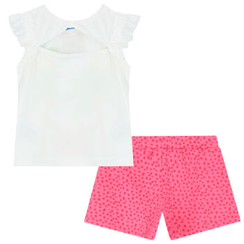 Girls Whtie & Pink Shorts Set