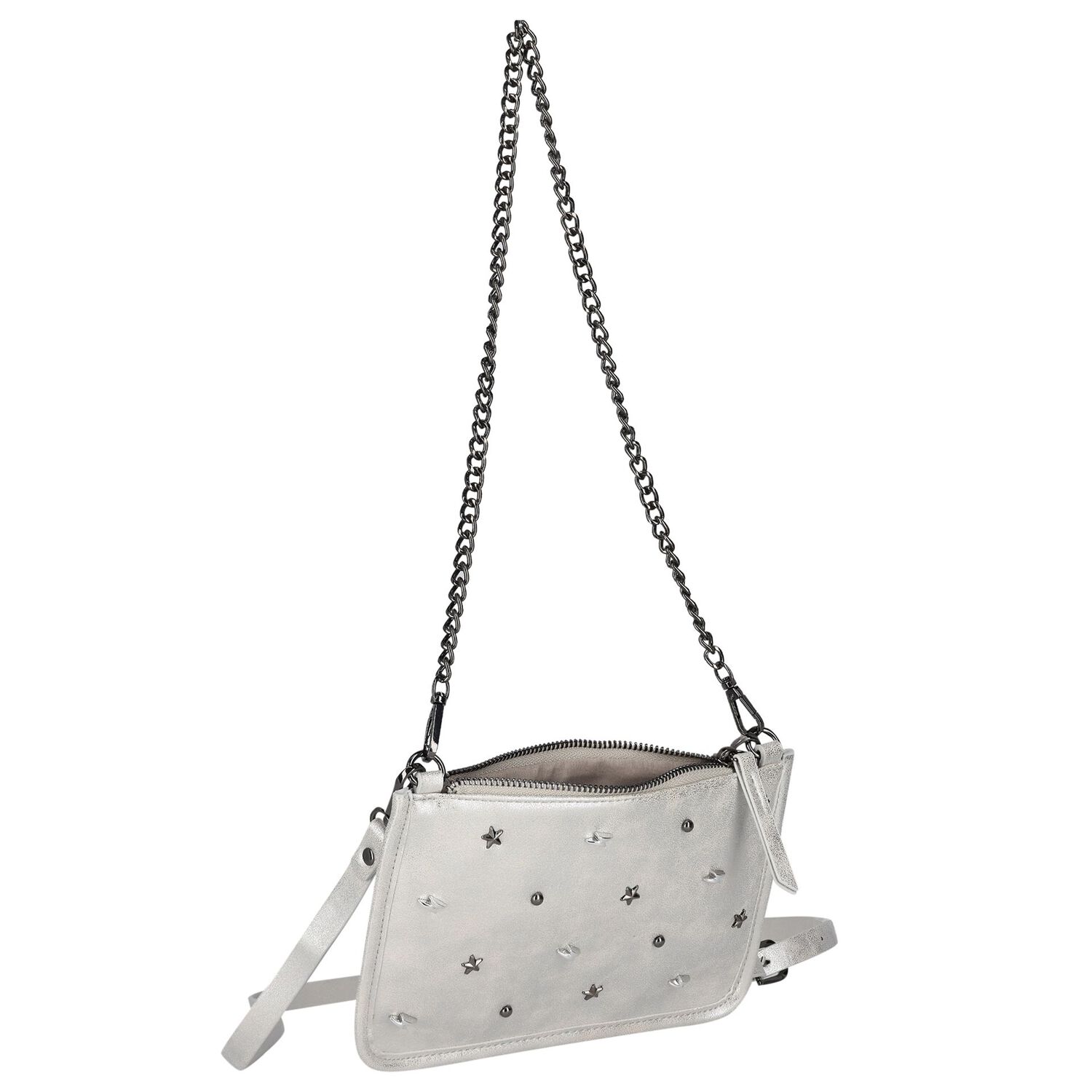 Girls Silver Studded Handbag, 1, hi-res image number null