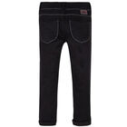 Girls Black Stretch Jeans Style Trousers, 1, hi-res