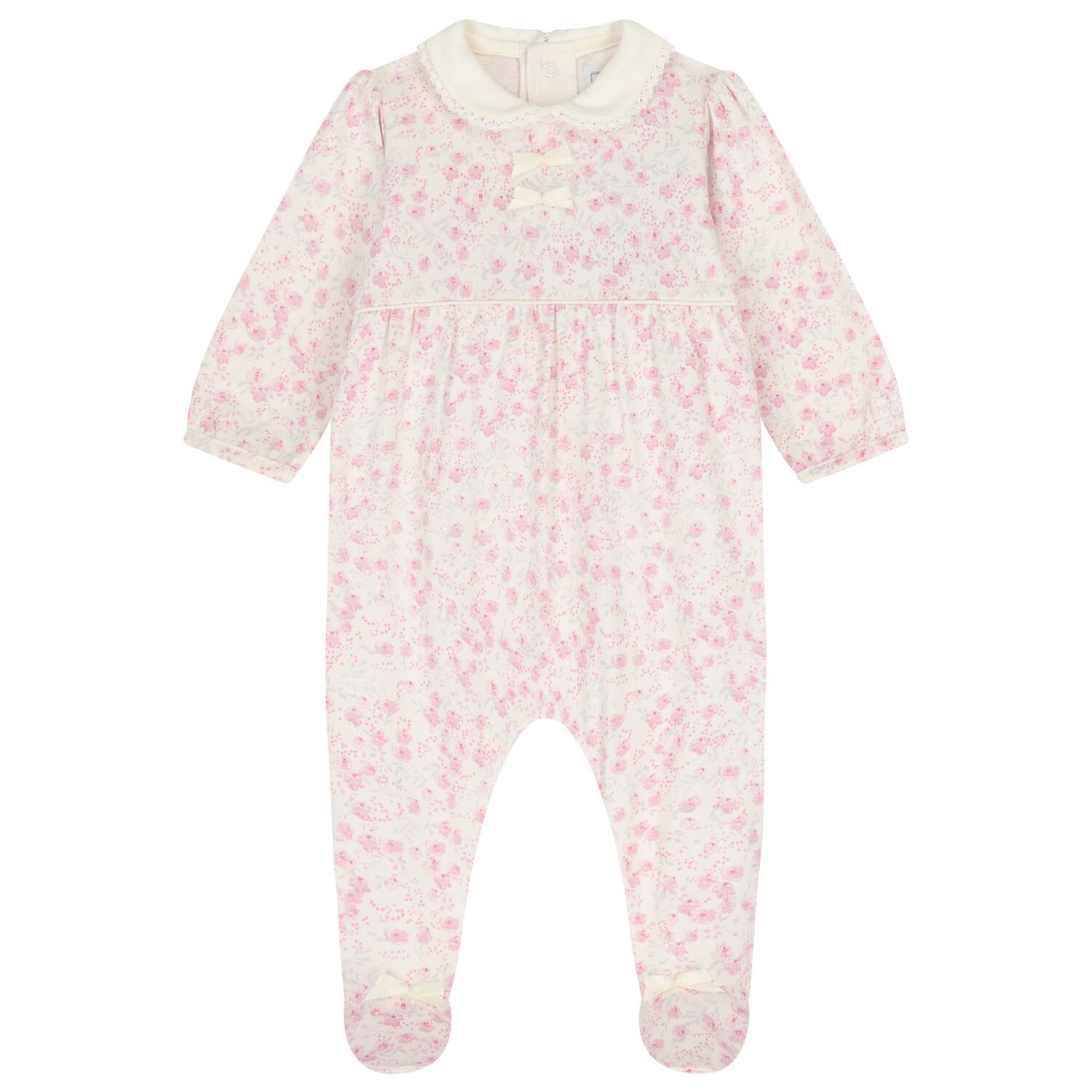 Baby Girls Ivory & Pink Floral Babygrow Set, 1, hi-res image number null