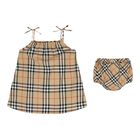 Baby Girls Beige Check Dress Set, 1, hi-res
