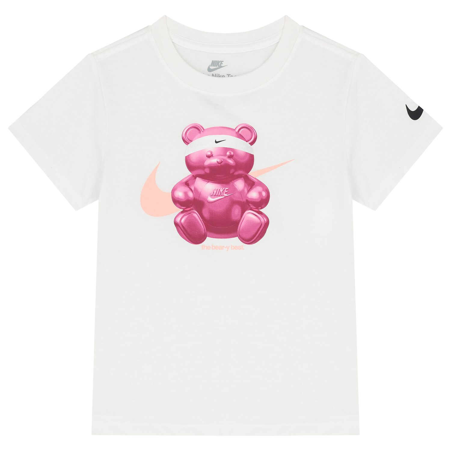 Girls White Teddy Bear Logo T-Shirt, 1, hi-res