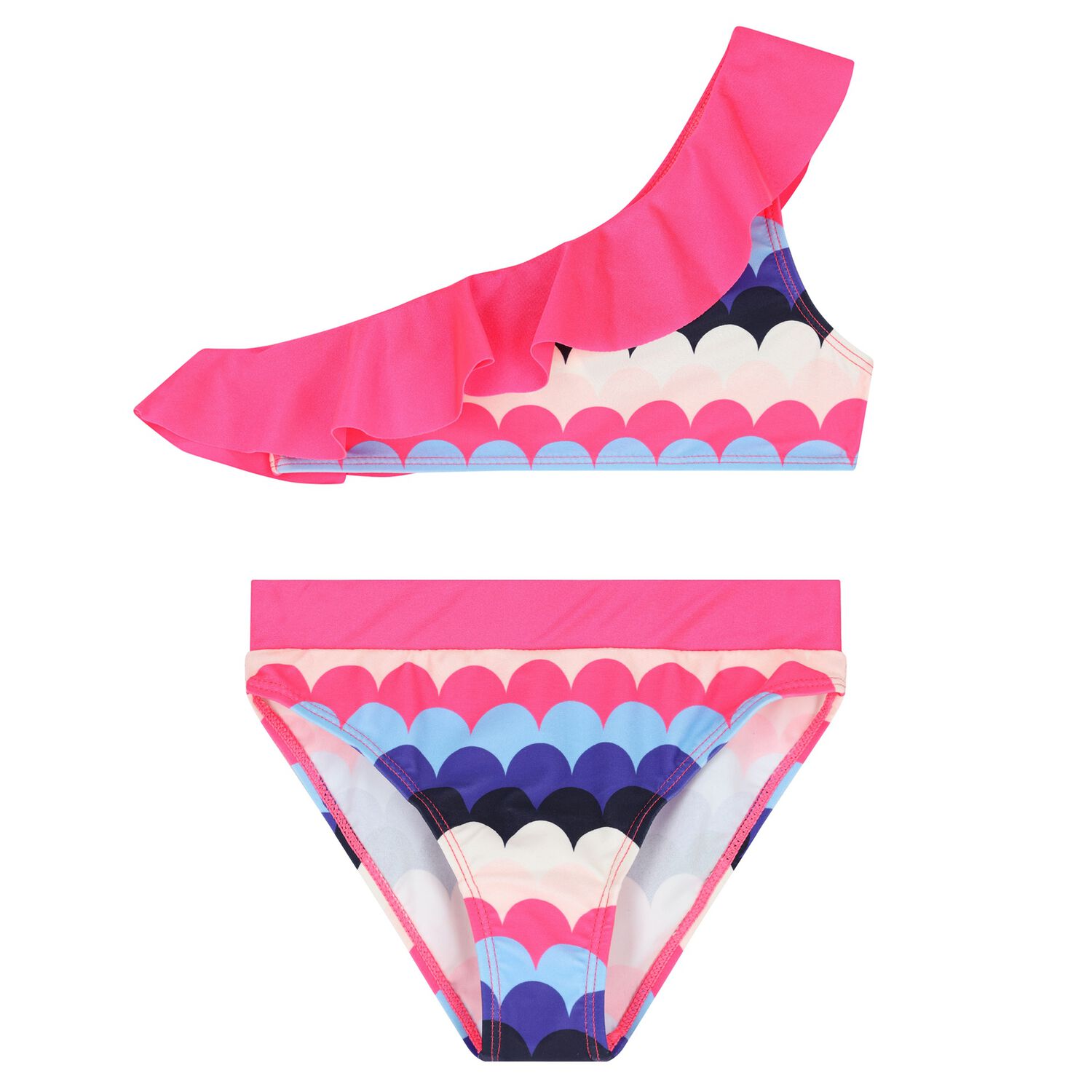 Girls Pink & Blue Ruffled Bikini, 1, hi-res