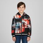 Boys Black, Red & Blue Logo Hooded Zip Up Top, 1, hi-res