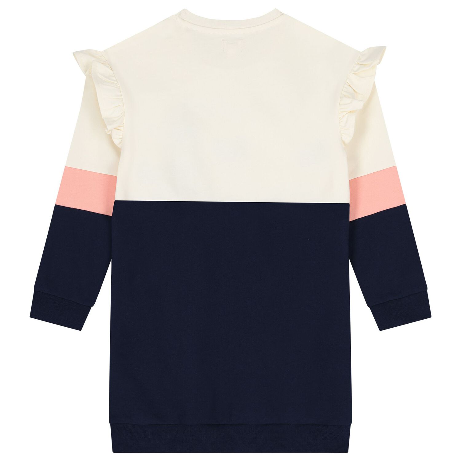 Girls Ivory Ruffled Sweatshirt Dress, 1, hi-res image number null