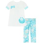 Girls White & Blue Logo Bag Leggings Set, 1, hi-res