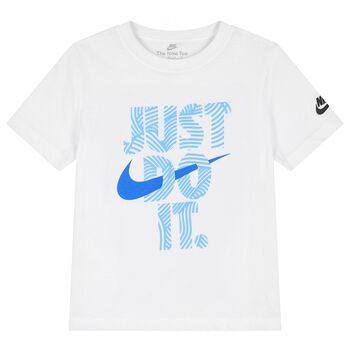 تيشيرت للأولاد بالشعار باللون الأبيض