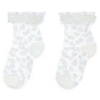 Baby Girls White Tulle Socks, 1, hi-res