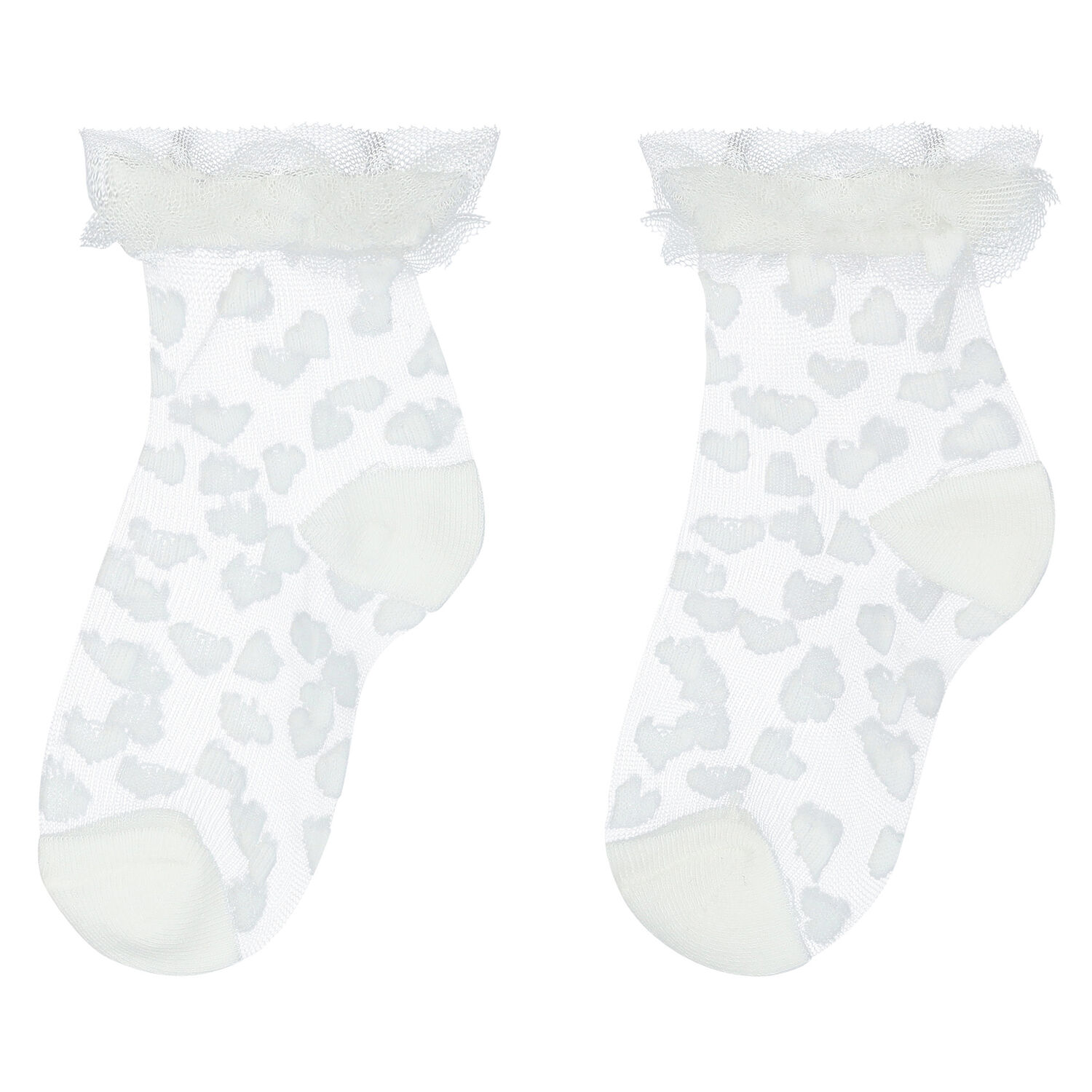 Baby Girls White Tulle Socks, 1, hi-res image number null