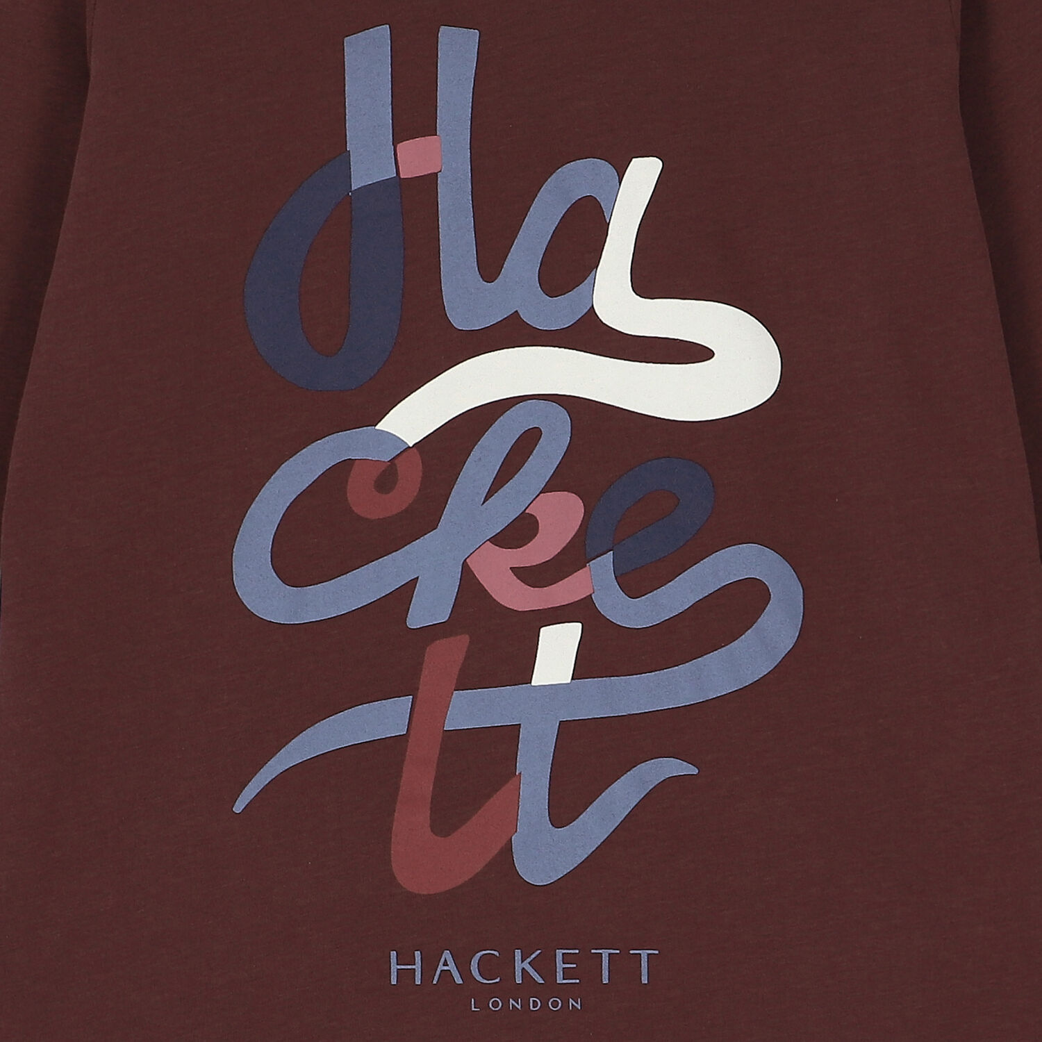 توب أولاد بأكمام بالشعار باللون العنابى, 1, hi-res