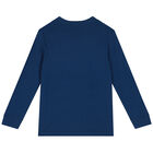 Boys Blue Logo Long Sleeve Top, 1, hi-res