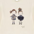 Younger Girls Ivory Long Sleeve Top, 1, hi-res