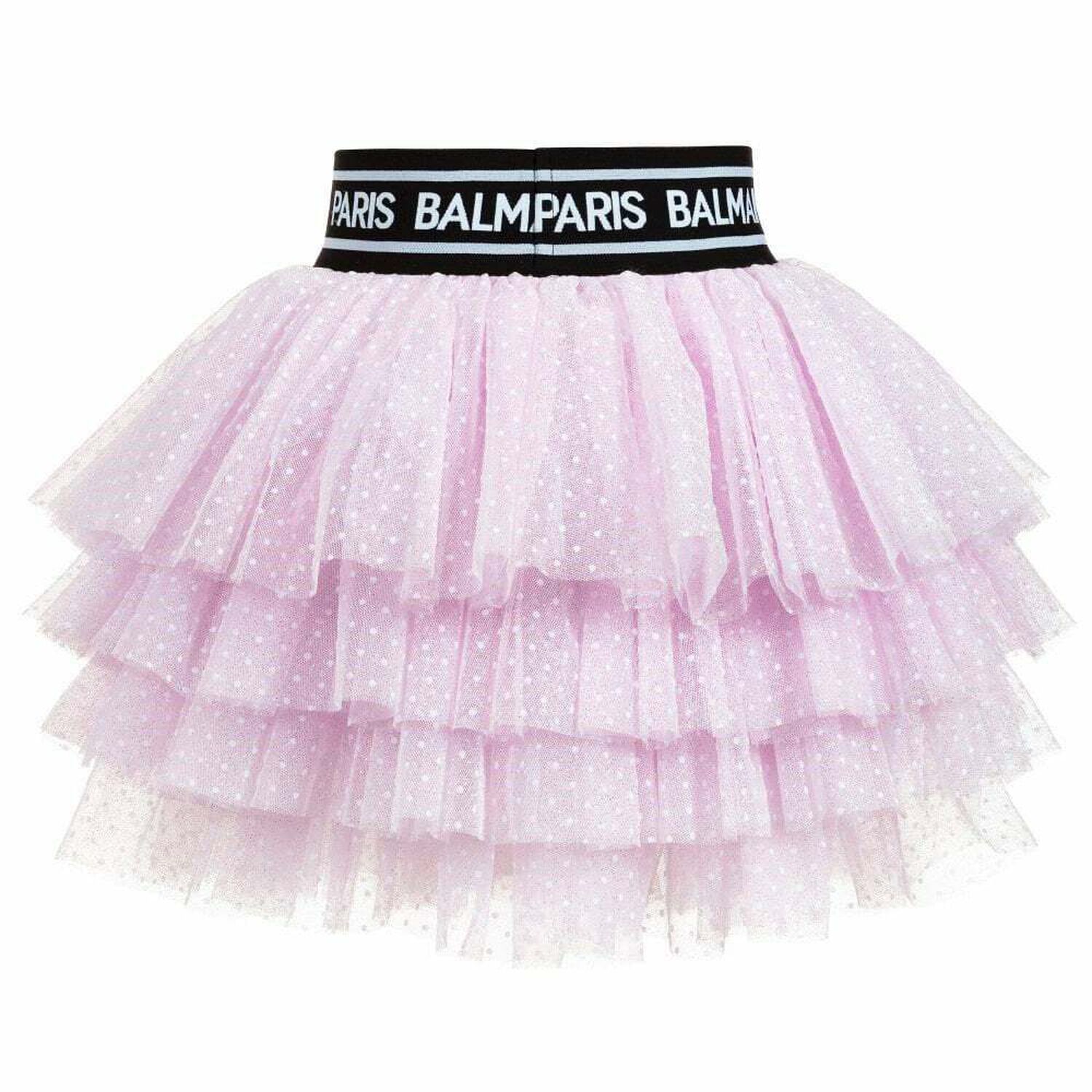 Girls Pink Dotted Glitter Tulle Skirt, 1, hi-res image number null