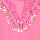 Girls Pink Chiffon Sequin Kaftan, 1, hi-res