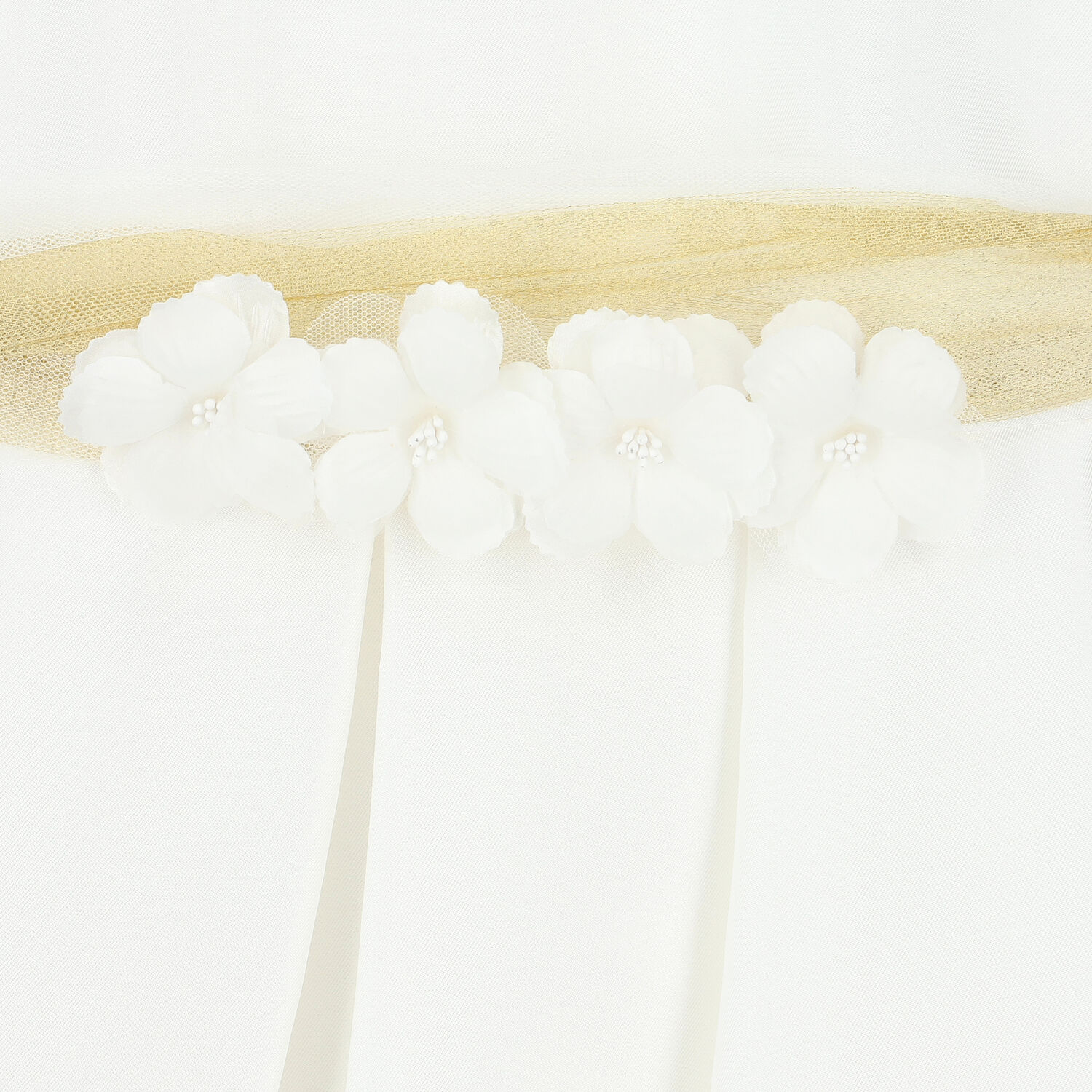 فستان ساتان بطبعة الزهور باللون الأبيض والذهبي, 1, hi-res image number null