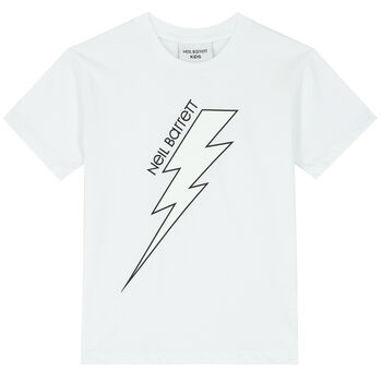 Boys White Thunderbolt Logo T-Shirt