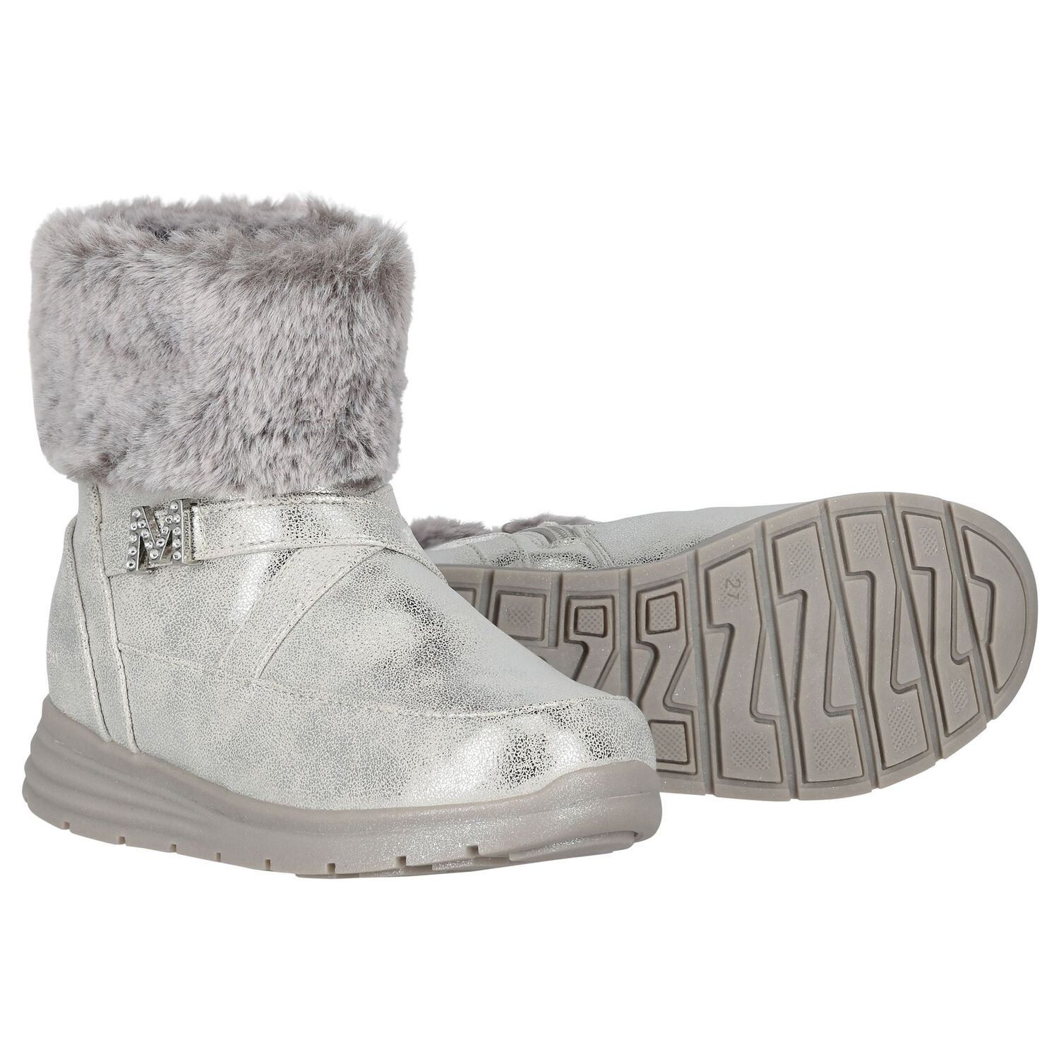 Girls Silver Logo Faux fur Boots, 1, hi-res