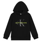 Boys Black Logo Hooded Top, 1, hi-res
