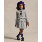 Girls Grey Polo Bear Dress, 1, hi-res