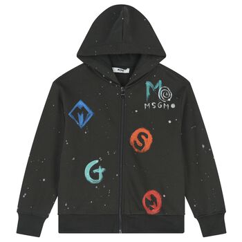 قميص أسود بغطاء رأس وسحّاب