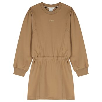 Girls Beige Logo Dress