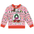 توب محبوك بطبعة باللون الزهري للبنات, 1, hi-res