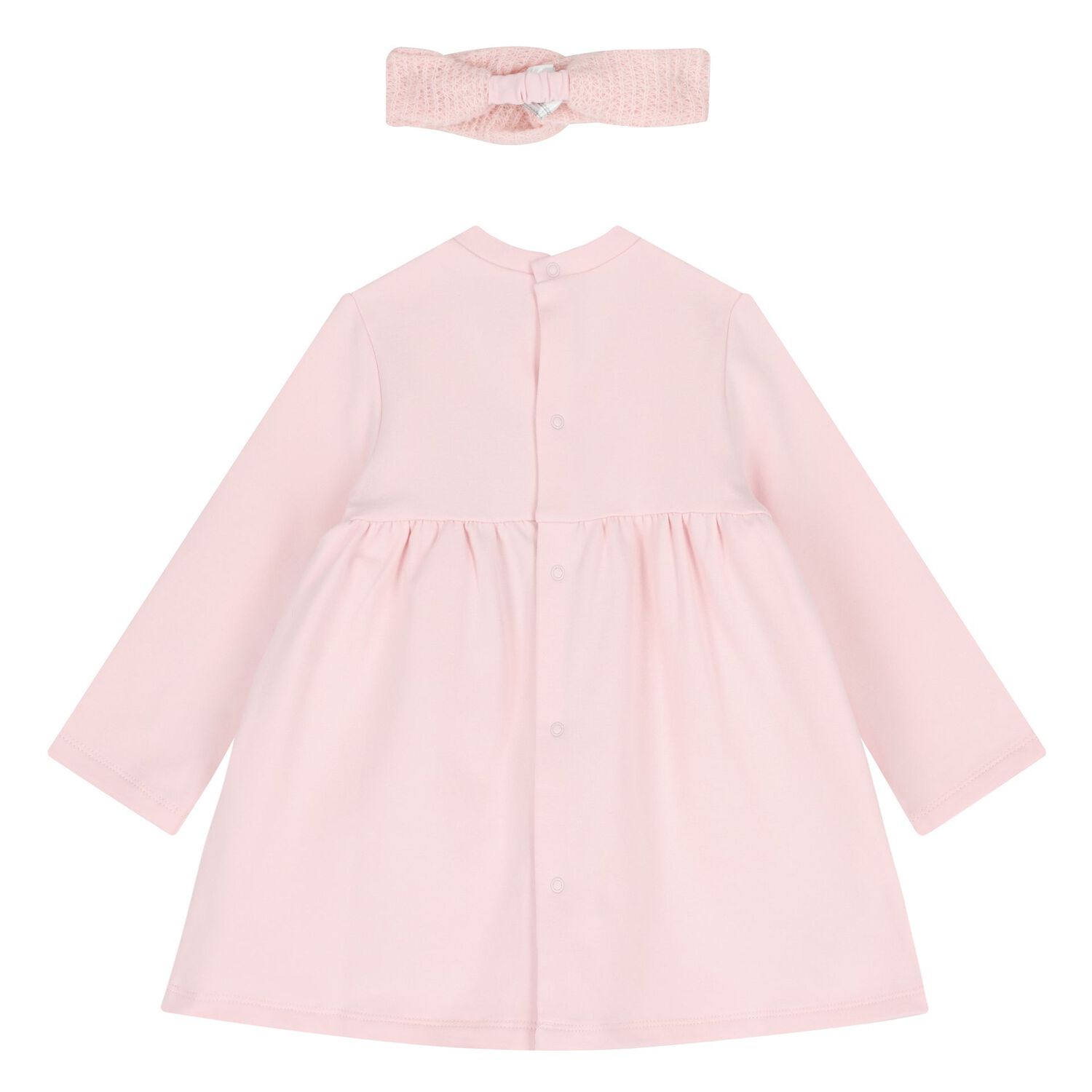 طقم فستان للبنات مزين بورد باللون الوردى , 1, hi-res