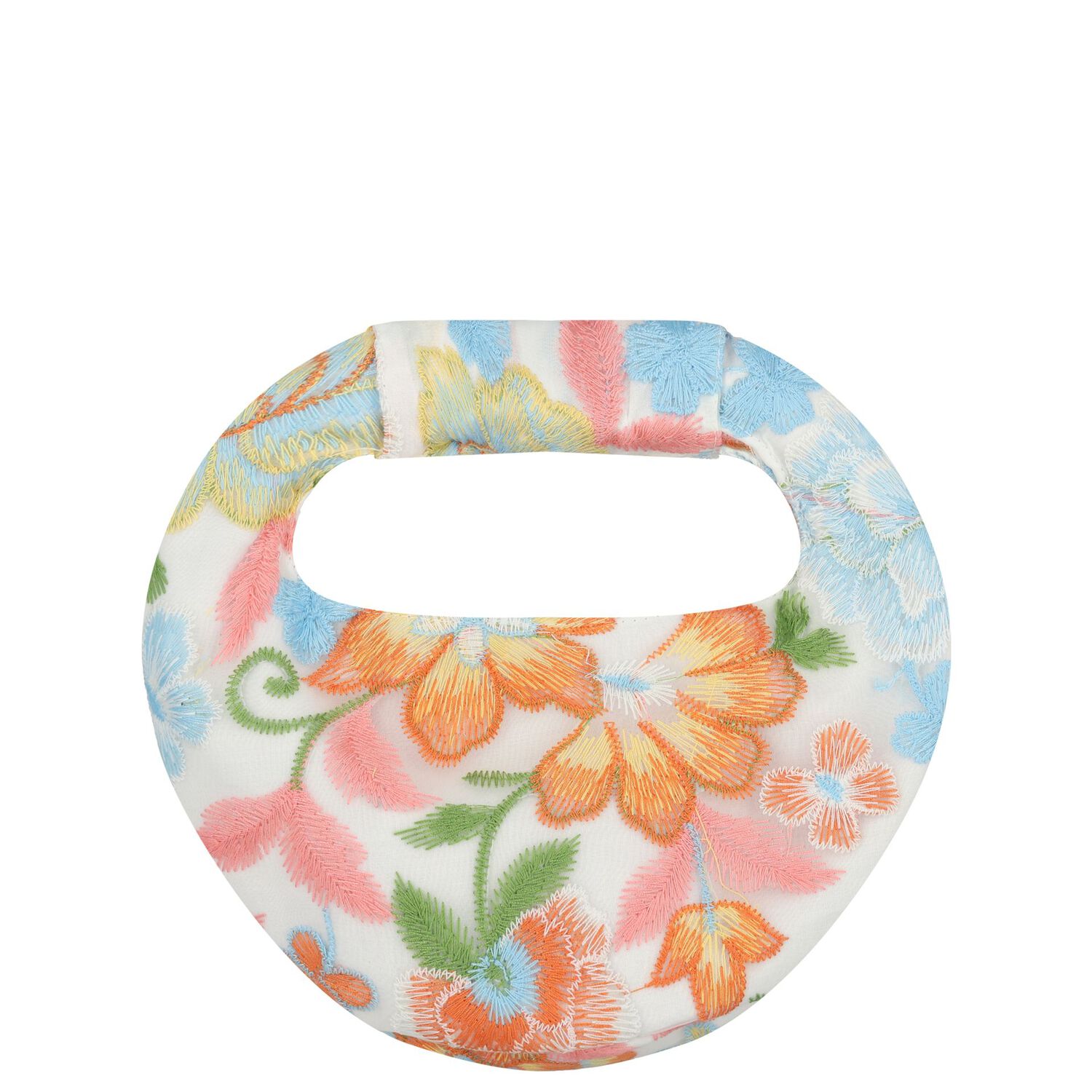 حقيبة يد مطرزة بالزهور باللونين الابيض و البرتقالي للبنات , 1, hi-res