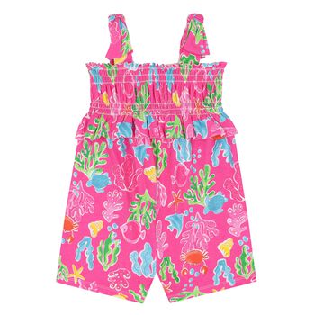 Younger Girls Pink Coral Playsuit