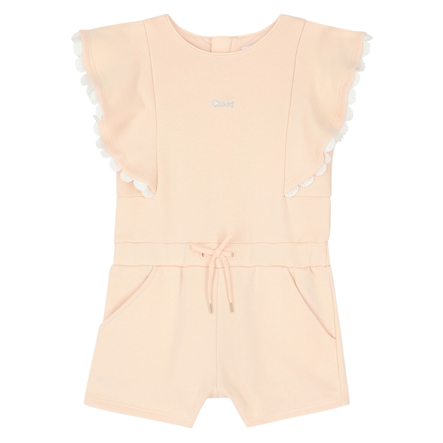 Younger Girls Pink Logo Playsuit, 1, hi-res