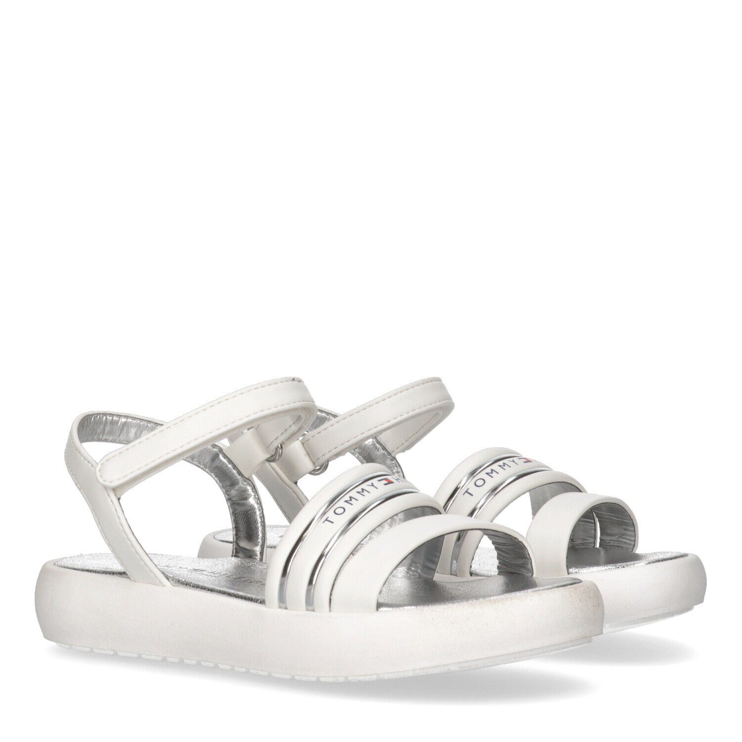 Girls White Logo Sandals, 1, hi-res image number null