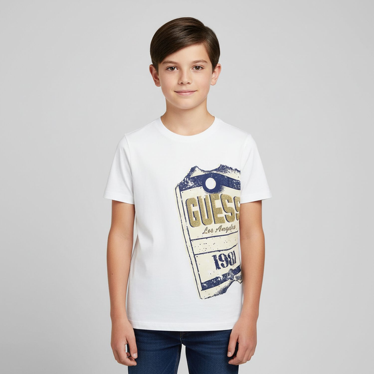 Boys White Logo T-Shirt, 1, hi-res
