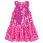 Girls Pink Embellished Sequined Dress, 1, hi-res