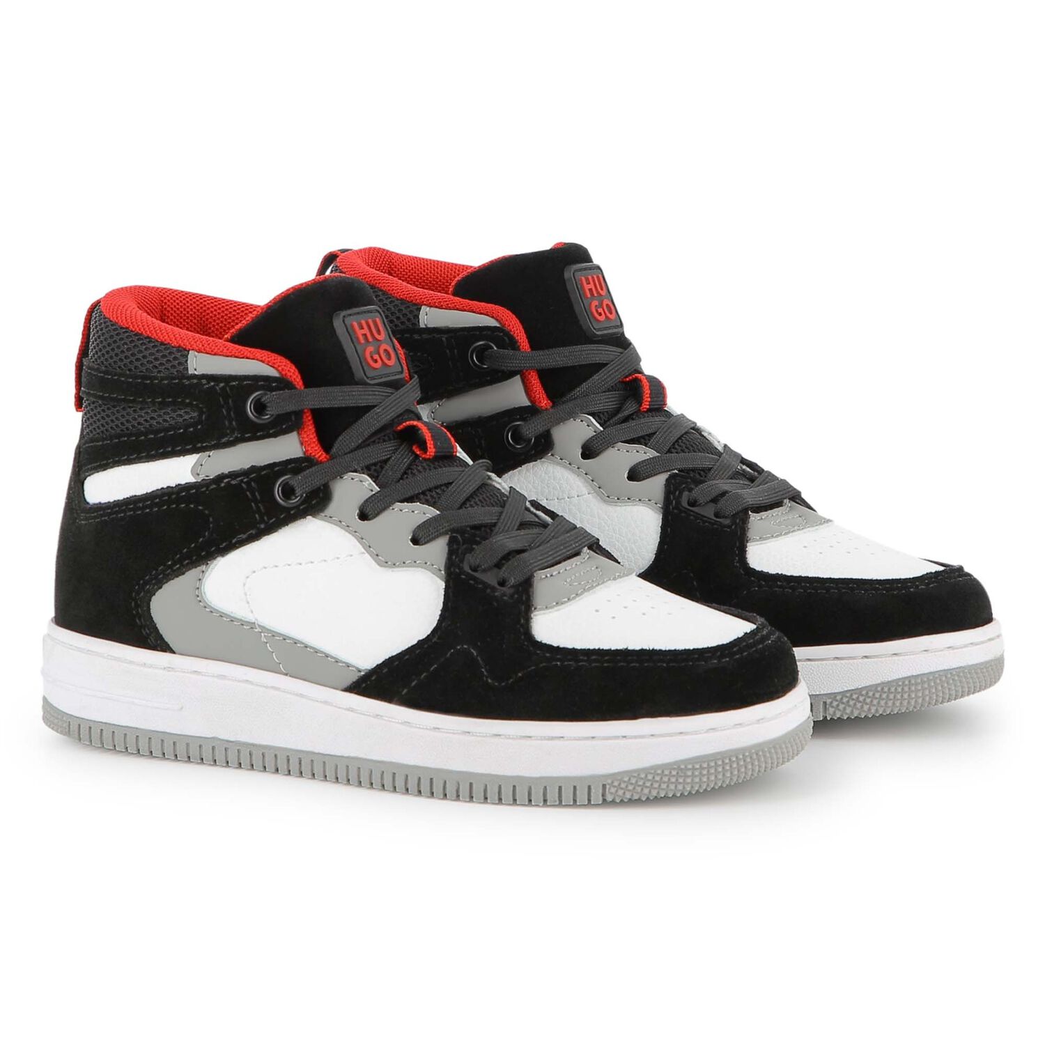 حذاء رياضي بشعار باللونين الأبيض والأسود للأولاد, 1, hi-res