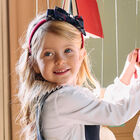 Girls Navy Blue & Red Tartan Headband, 1, hi-res