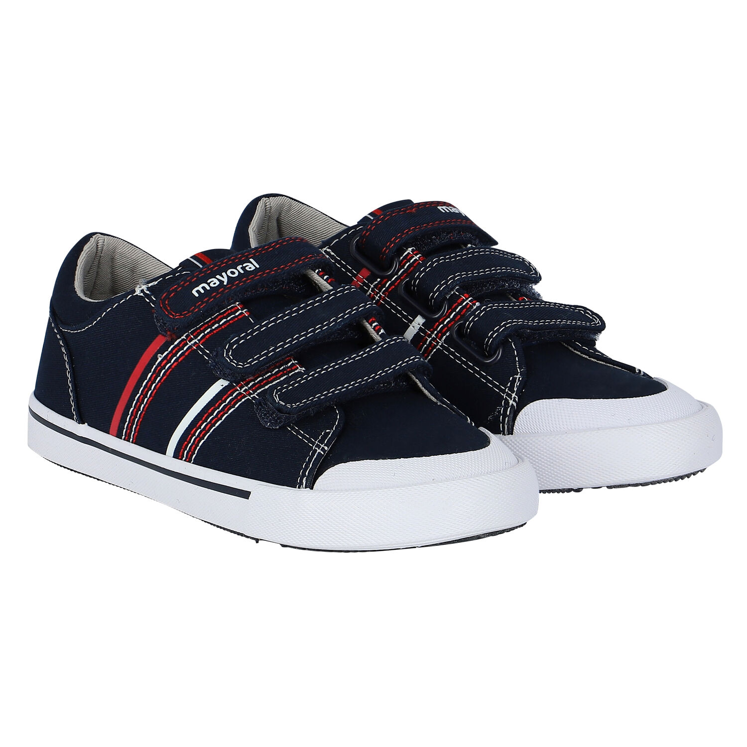 Boys Navy Logo Trainers, 1, hi-res