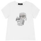 Girls White Ikonik Logo T-Shirt, 2, hi-res
