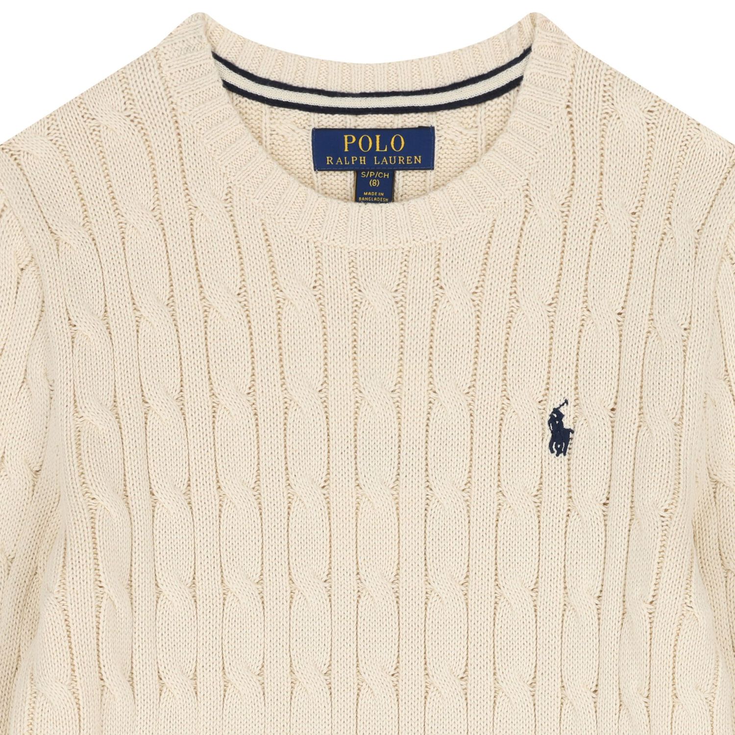 Ivory Logo Cable Knit Jumper, 1, hi-res