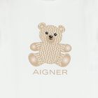 White Teddy Bear Logo Babygrow, 1, hi-res