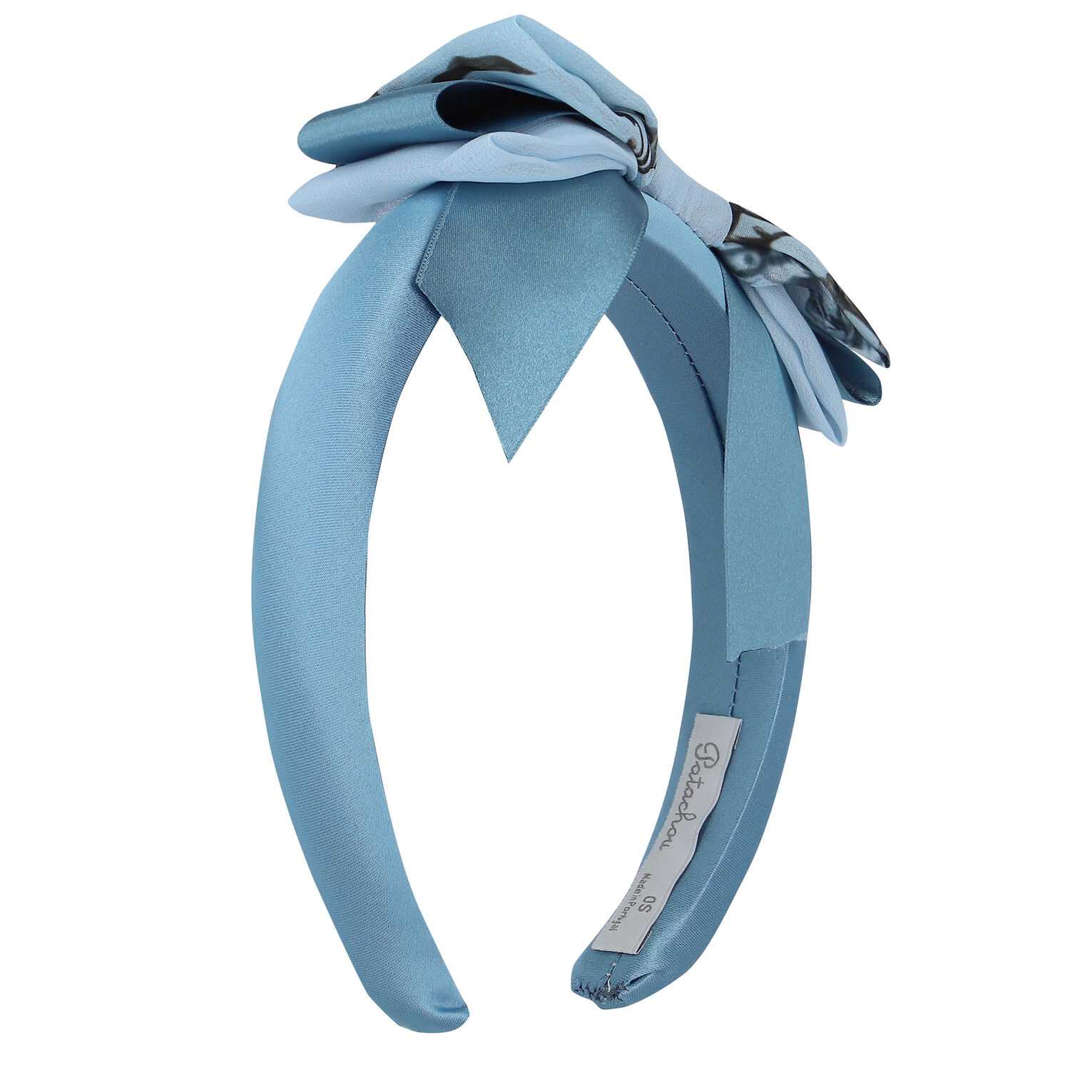 Girls Blue Floral Bow Headband, 1, hi-res