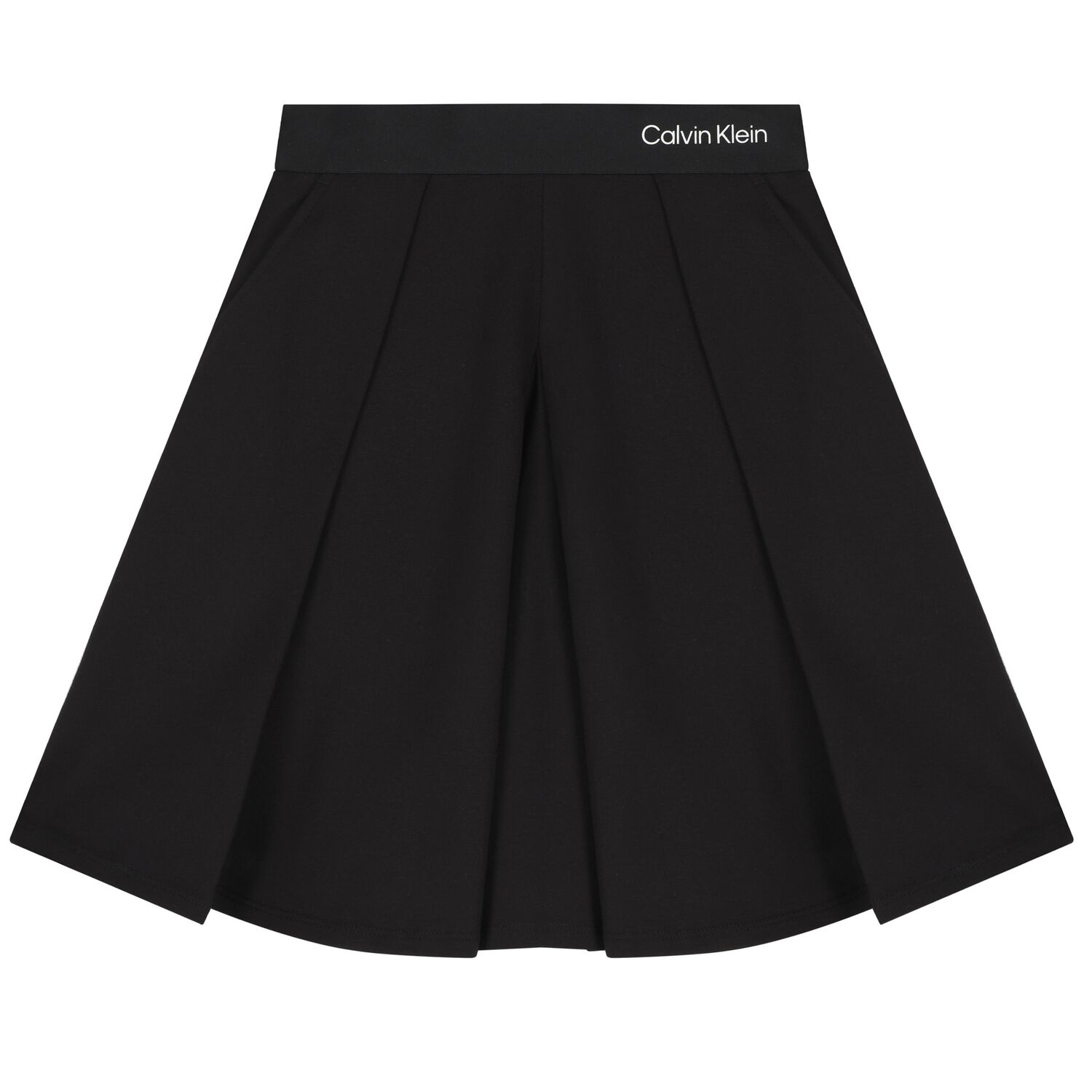 Girls Black Logo Pleated Skirt, 1, hi-res