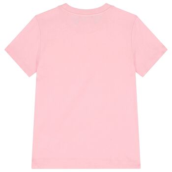 Girls Pink Teddy Bear Logo T-Shirt