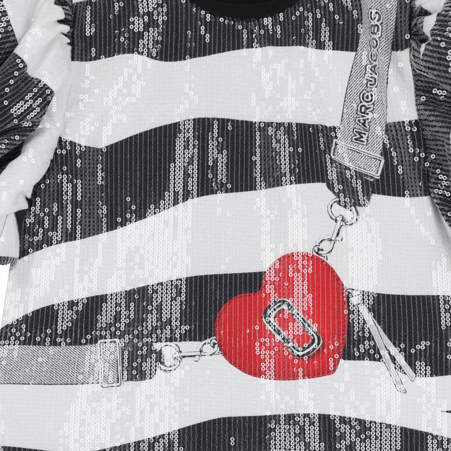 فستان بناتي من الترتر باللونين الأسود والعاجي, 1, hi-res