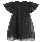 Girls Black Embellished Organza Dress, 1, hi-res